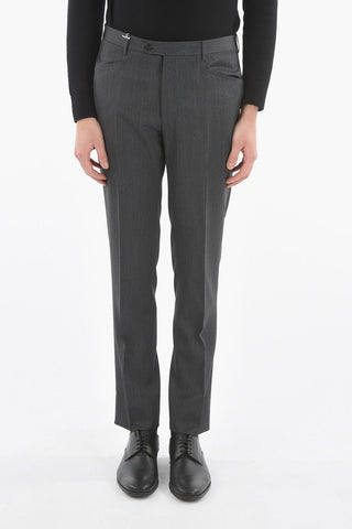 Elegant Trousers with Front Patch Pocket and Front Tab