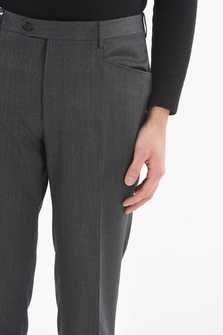 Elegant Trousers with Front Patch Pocket and Front Tab