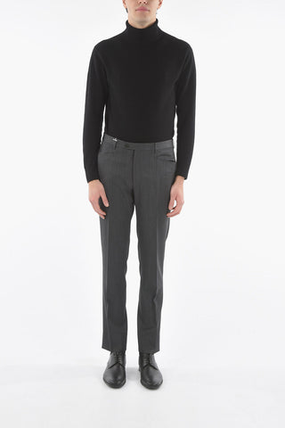 Elegant Trousers with Front Patch Pocket and Front Tab