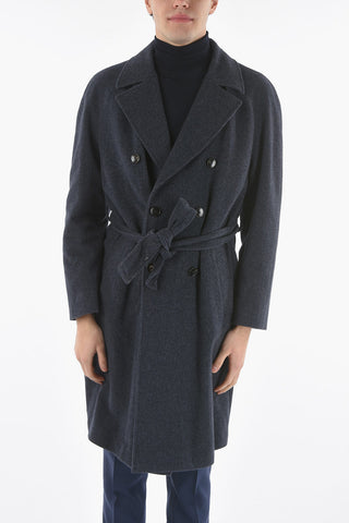 CC COLLECTION Belted Wool Blend Double Breasted Coat