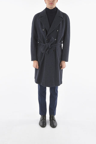 CC COLLECTION Belted Wool Blend Double Breasted Coat