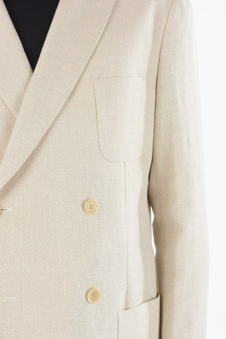 CC COLLECTION Half Lined Double Breasted Linen Blend Blazer
