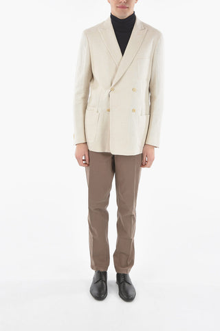 CC COLLECTION Half Lined Double Breasted Linen Blend Blazer