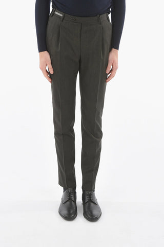 Stretchy Wool Pin Check Pants