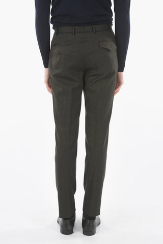 Stretchy Wool Pin Check Pants