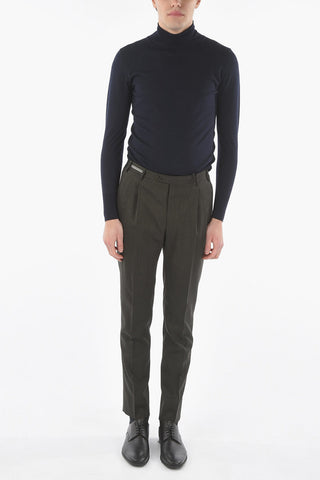 Stretchy Wool Pin Check Pants