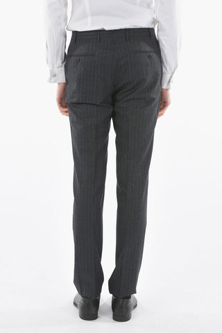 Pantaloni Chino In Lana Vergine A Righe