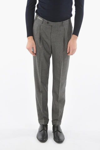 Tattersall Check Pants with Double Pleat