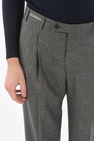 Tattersall Check Pants with Double Pleat