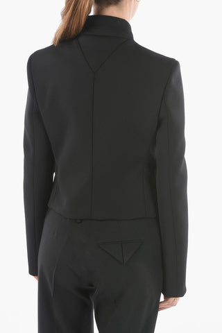 Halflined Single Breasted Wool Blend Blazer