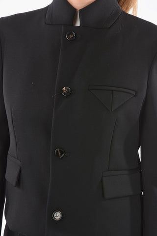 Halflined Single Breasted Wool Blend Blazer