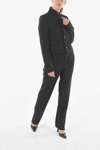 Halflined Single Breasted Wool Blend Blazer