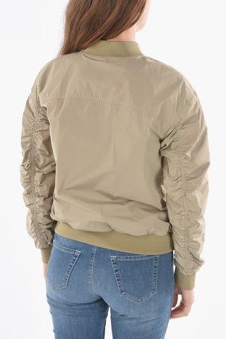 Solid Color BEAVER Bomber with Breast Pocket On the Sleeve