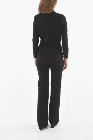 Wool-blend Long-sleeved Jumpsuit with Front Zip