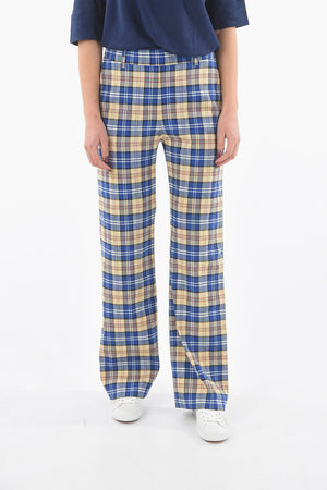 Pantaloni Palazzo a Quadri Tartan con Passanti
