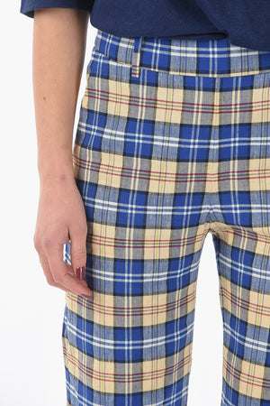 Tartan Palazzo Trousers with Belt Loops