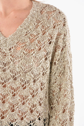 Maglia Traforata con Scollo a V