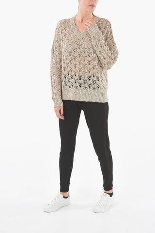 Maglia Traforata con Scollo a V