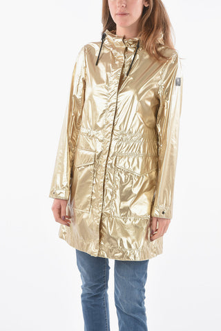 Metallic Nylon CHANNEL Maxi Parka with Double Patch Pockets