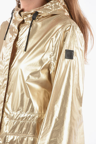 Metallic Nylon CHANNEL Maxi Parka with Double Patch Pockets