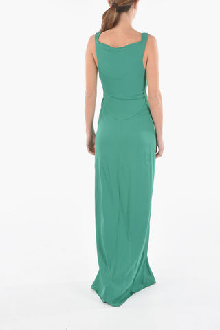Viscose Long Dress embellished with Rhinestones