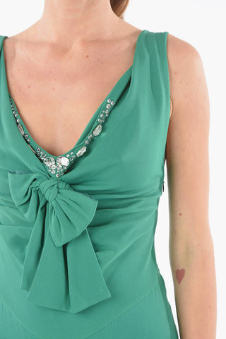 Viscose Long Dress embellished with Rhinestones