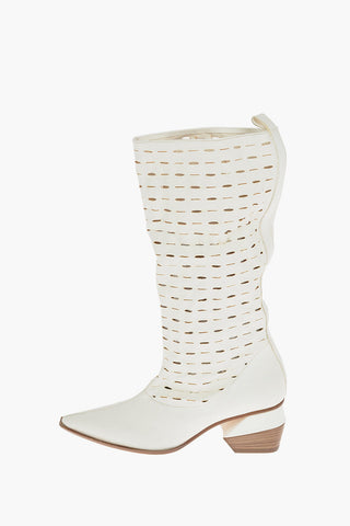 Laser-Cut Leather Point Toe PASOLINI Western Boots 5.5cm