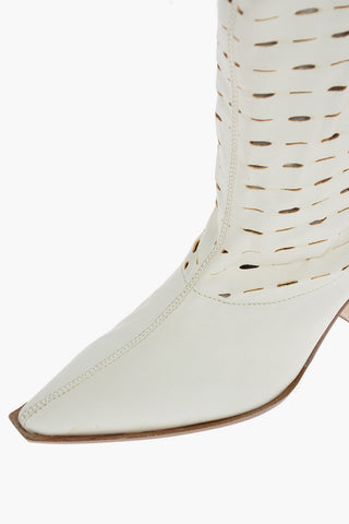 Laser-Cut Leather Point Toe PASOLINI Western Boots 5.5cm