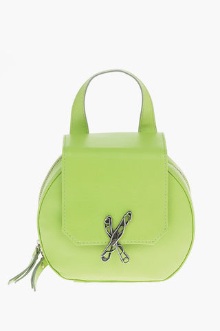 Leather Shoulder Mini Bag CINCILLA with Silver Logo