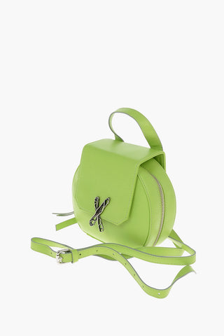 Leather Shoulder Mini Bag CINCILLA with Silver Logo