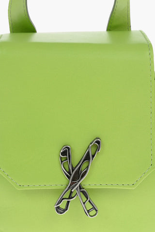 Leather Shoulder Mini Bag CINCILLA with Silver Logo