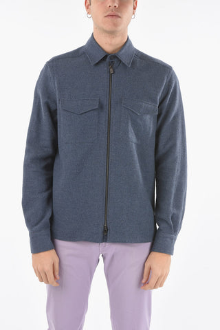 Half-Lined Sweatshirt with Collar and Flap Pocket
