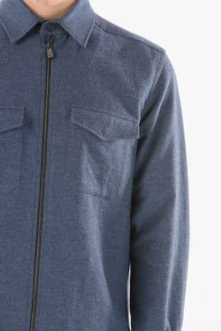 Half-Lined Sweatshirt with Collar and Flap Pocket