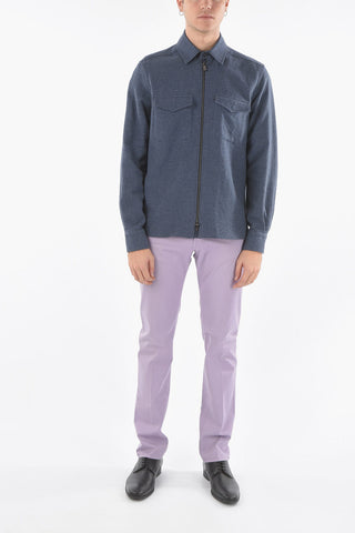 Half-Lined Sweatshirt with Collar and Flap Pocket