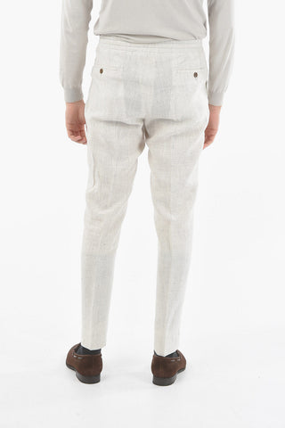 ID Checked Linen ACADEMY Pants with Drawstring on the Waist
