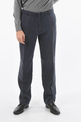 ID COLLECTION Casual Unlined Linen Trousers with Laces