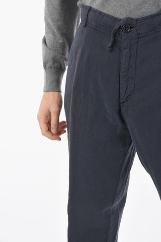 ID COLLECTION Casual Unlined Linen Trousers with Laces
