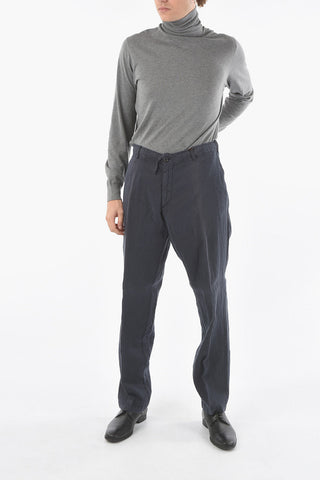 ID COLLECTION Casual Unlined Linen Trousers with Laces