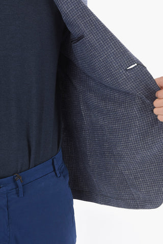 giacca a 2 bottoni GATE pied-de-poule in lana vergine e in lino e tasca a toppa