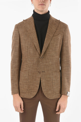 GATE Half-Lined Tattersall Blazer with Peak Lapel
