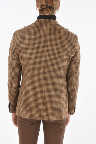 GATE Half-Lined Tattersall Blazer with Peak Lapel