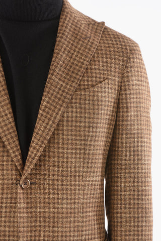 GATE Half-Lined Tattersall Blazer with Peak Lapel