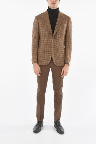 GATE Half-Lined Tattersall Blazer with Peak Lapel