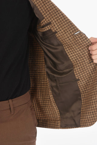 GATE Half-Lined Tattersall Blazer with Peak Lapel