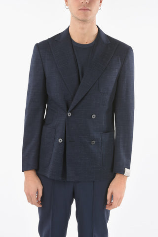 side vents peak lapel GATE double-breasted blazer