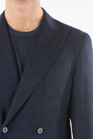 side vents peak lapel GATE double-breasted blazer