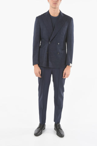 side vents peak lapel GATE double-breasted blazer