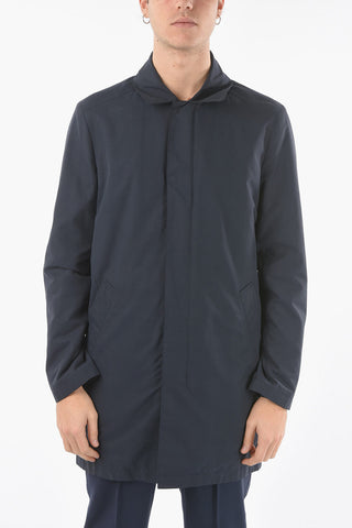 ID Solid Color Balmacaan Coat with Hidden Closure