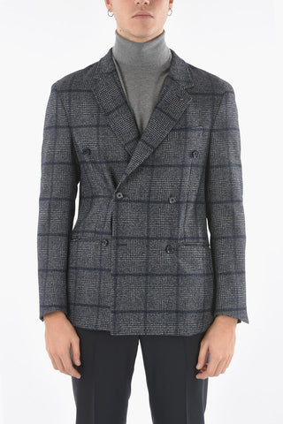 CC COLLECTION Unlined Double-Breasted Glen Plaid Blazer