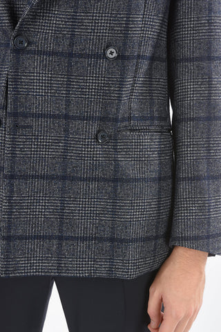 CC COLLECTION Unlined Double-Breasted Glen Plaid Blazer